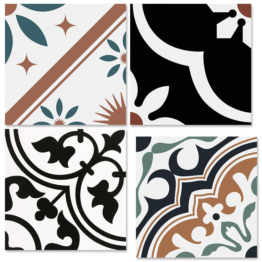 中國佛山瓷磚 China Foshan Tiles Encaustic Tiles 啞光地磚 牆磚F2116 F2128 F2131 F2148花磚 裝飾磚 混裝發貨 隨機圖案 20×20cm