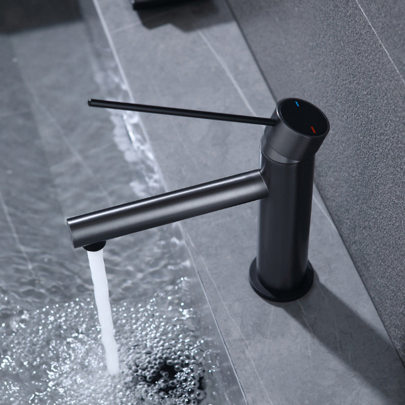 Contemporary High-Ranking Brass Body 304 Stainless Steel Mixer Water Bathroom Bssin Faucet 現代简约款不鏽鋼浴室面盤冷热龍頭 全銅精鑄工藝陶瓷閥芯BB-5120