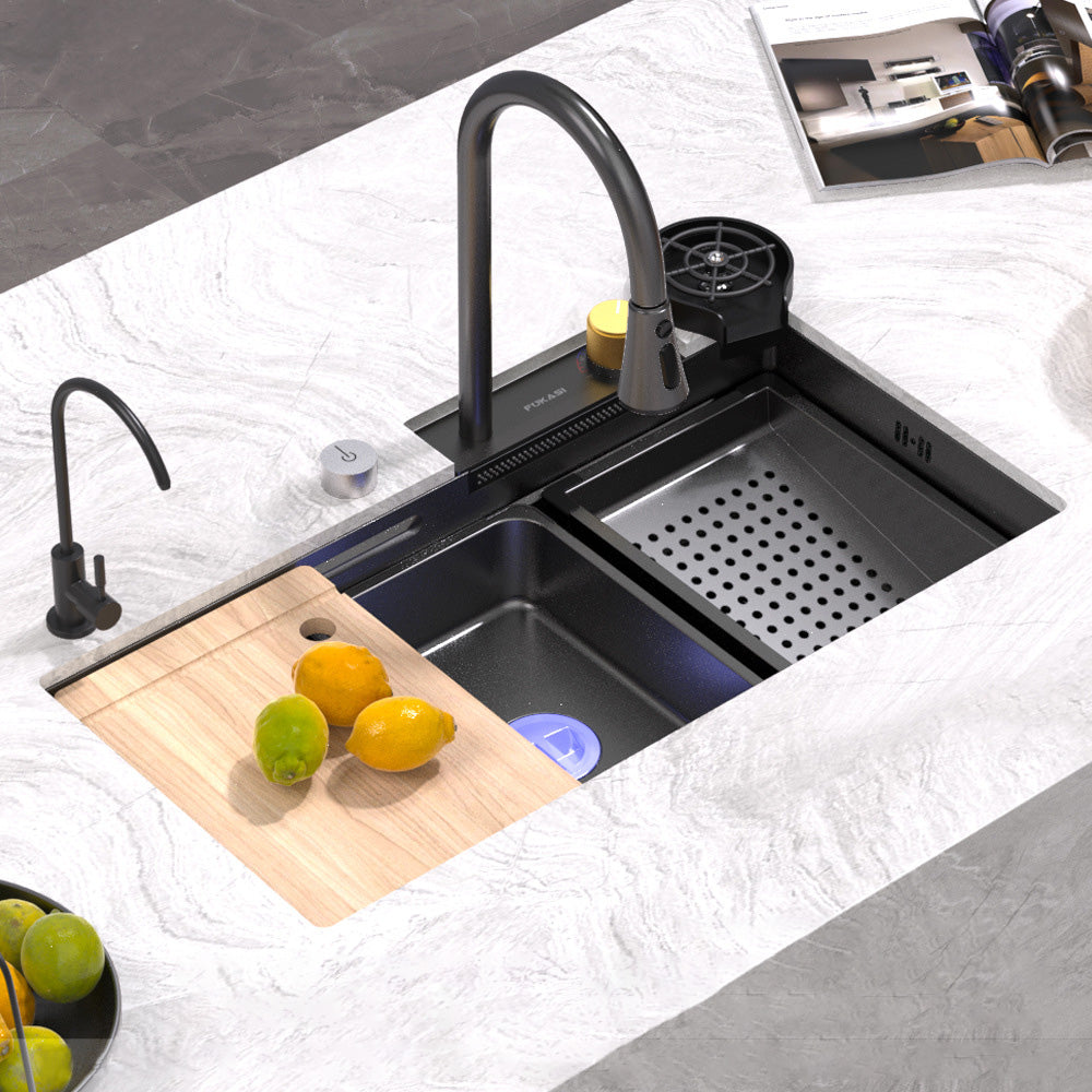 Bowl Round Sink 304 Stainless Steel Undermount PVD Nanotechnology Kitchen Sink (包龍頭)方形水槽 304不鏽鋼水槽 納米塗層 黑色 防污潔淨 大單槽飛雨水槽 鋅盤 櫥櫃專用 廚房五金 OC-10