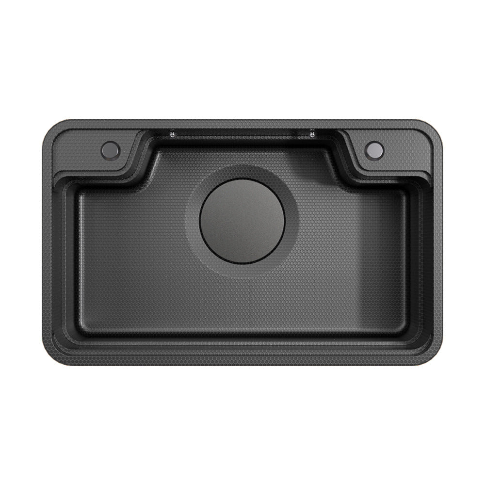 Bowl Round Sink 304 Stainless Steel Undermount PVD Nanotechnology Kitchen Sink (包龍頭)方形水槽 304不鏽鋼水槽 納米塗層 黑色 防污潔淨 大單槽飛雨槽蜂窩水槽 鋅盤 櫥櫃專用 廚房五金 OC-11