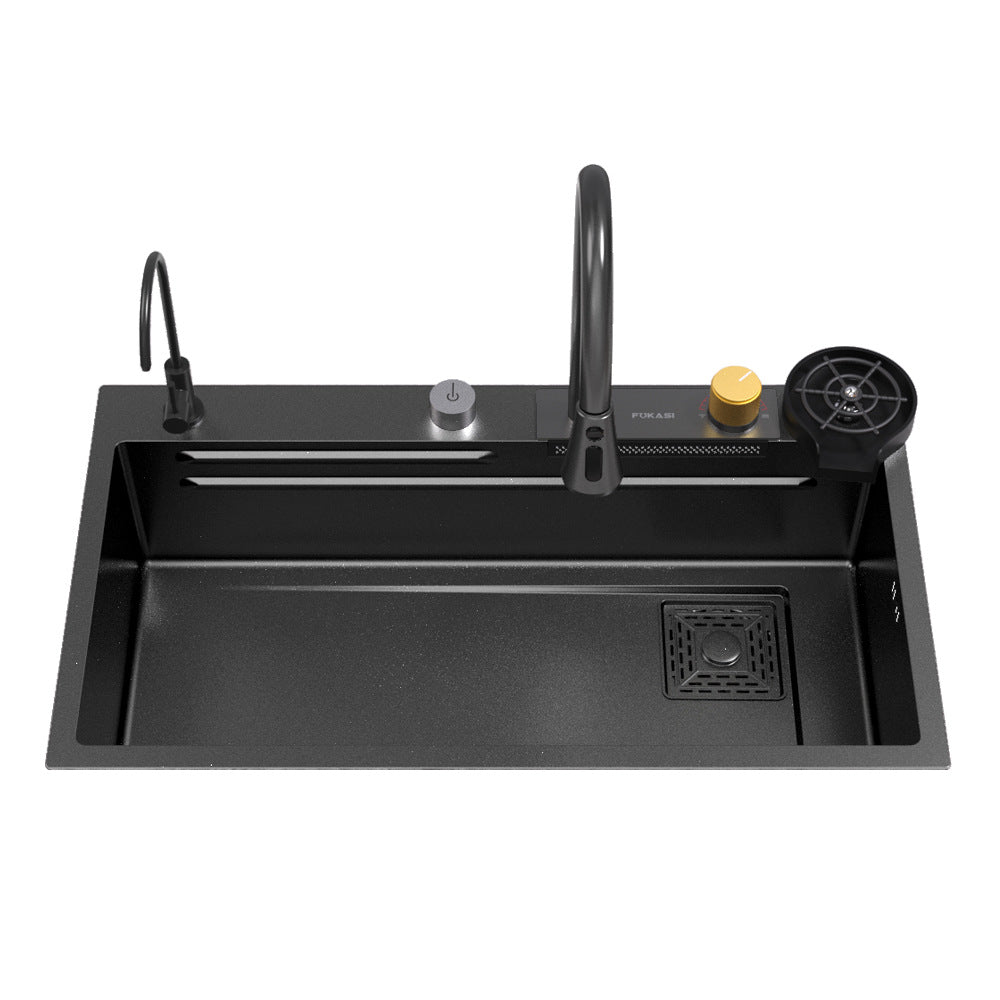 Bowl Round Sink 304 Stainless Steel Undermount PVD Nanotechnology Kitchen Sink (包龍頭)方形水槽 304不鏽鋼水槽 納米塗層 黑色 防污潔淨 大單槽飛雨水槽 鋅盤 櫥櫃專用 廚房五金 OC-10