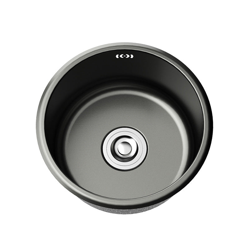 Bowl Round sink 304 Stainless Steel Undermount PVD Kitchen Sink (包龍頭)圓形水槽 304不鏽鋼水槽 金屬拉絲工藝 黑色 防污潔淨 單槽 鋅盤 櫥櫃專用 廚房五金 OC-2
