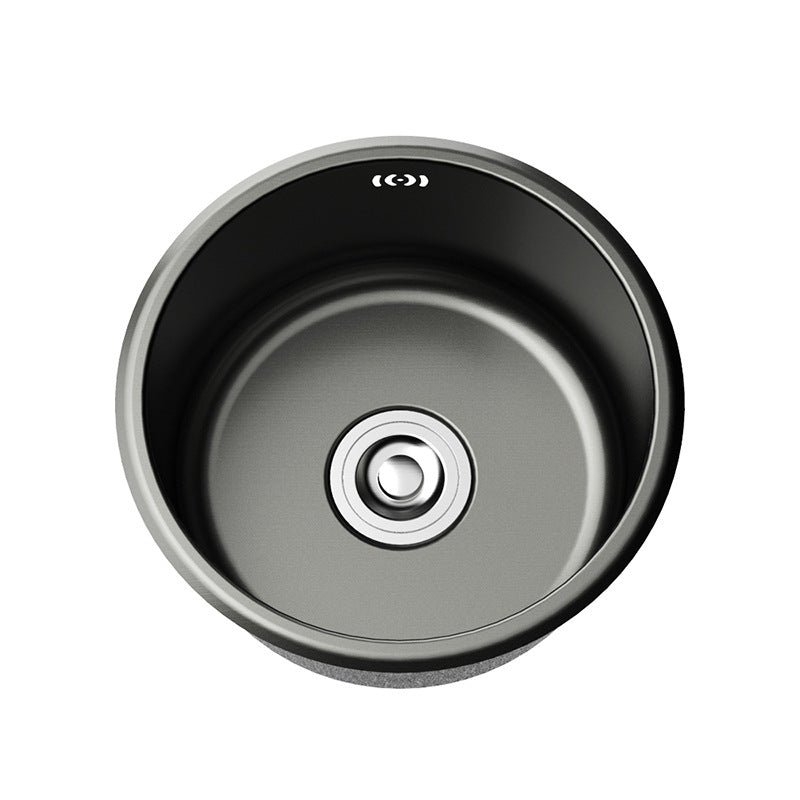 Bowl Round sink 304 Stainless Steel Undermount PVD Kitchen Sink  （包龍頭）圓形水槽 304不鏽鋼水槽 金屬拉絲工藝 黑色 防污潔淨 單槽 鋅盤 櫥櫃專用 廚房五金 OC-2