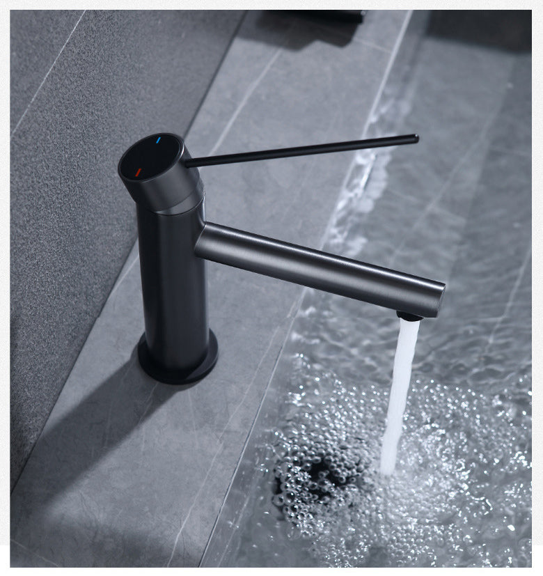 Contemporary High-Ranking Brass Body 304 Stainless Steel Mixer Water Bathroom Bssin Faucet 現代简约款不鏽鋼浴室面盤冷热龍頭 全銅精鑄工藝陶瓷閥芯BB-5120