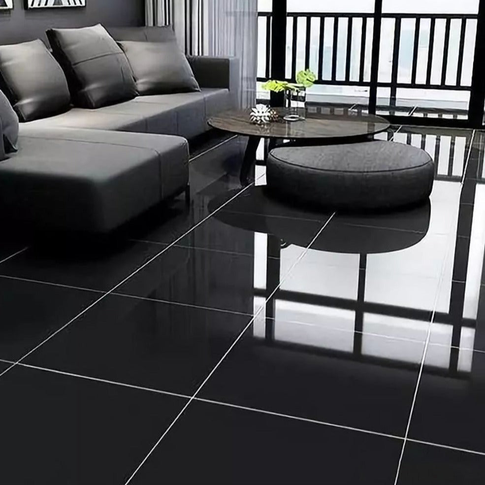意大利設計瓷磚 Italian Design Tiles 純黑NJ系列 亮光磚 Gloss Tiles 地磚 墻磚 Porcelain Tiles 黑色瓷磚 全瓷磚坯 藝術瓷磚
