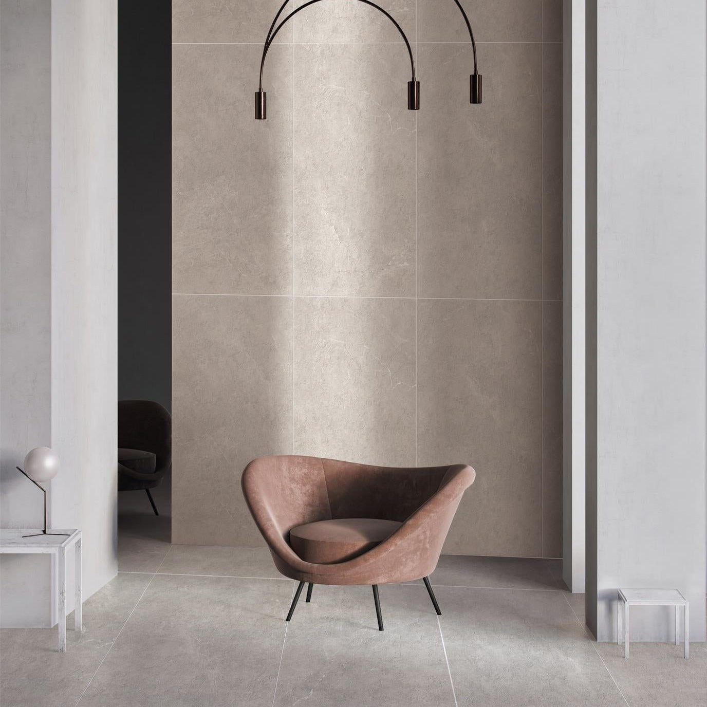 意大利設計磁磚 Italian Design Tiles 水磨石 米灰 FS7515087GY 75×150cm 地磚 牆磚 柔光磚 Dry grain and throw 半拋幹粒工藝 Dumb and soft face 啞柔面