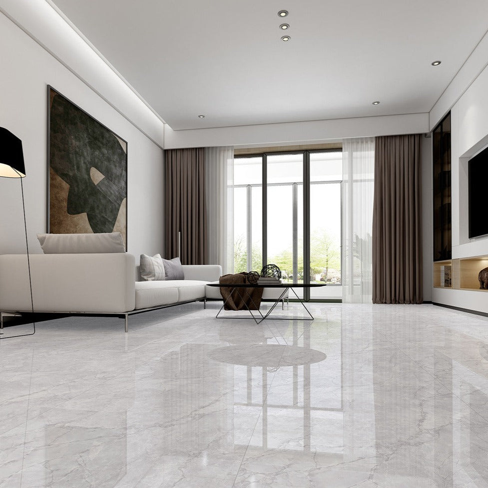 中國佛山瓷磚 China Foshan Marble Tiles Glossy 大理石瓷磚 連紋瓷磚 地磚 墻磚 釉面磚 亮光面 琉璃灰TC126302 60×120cm