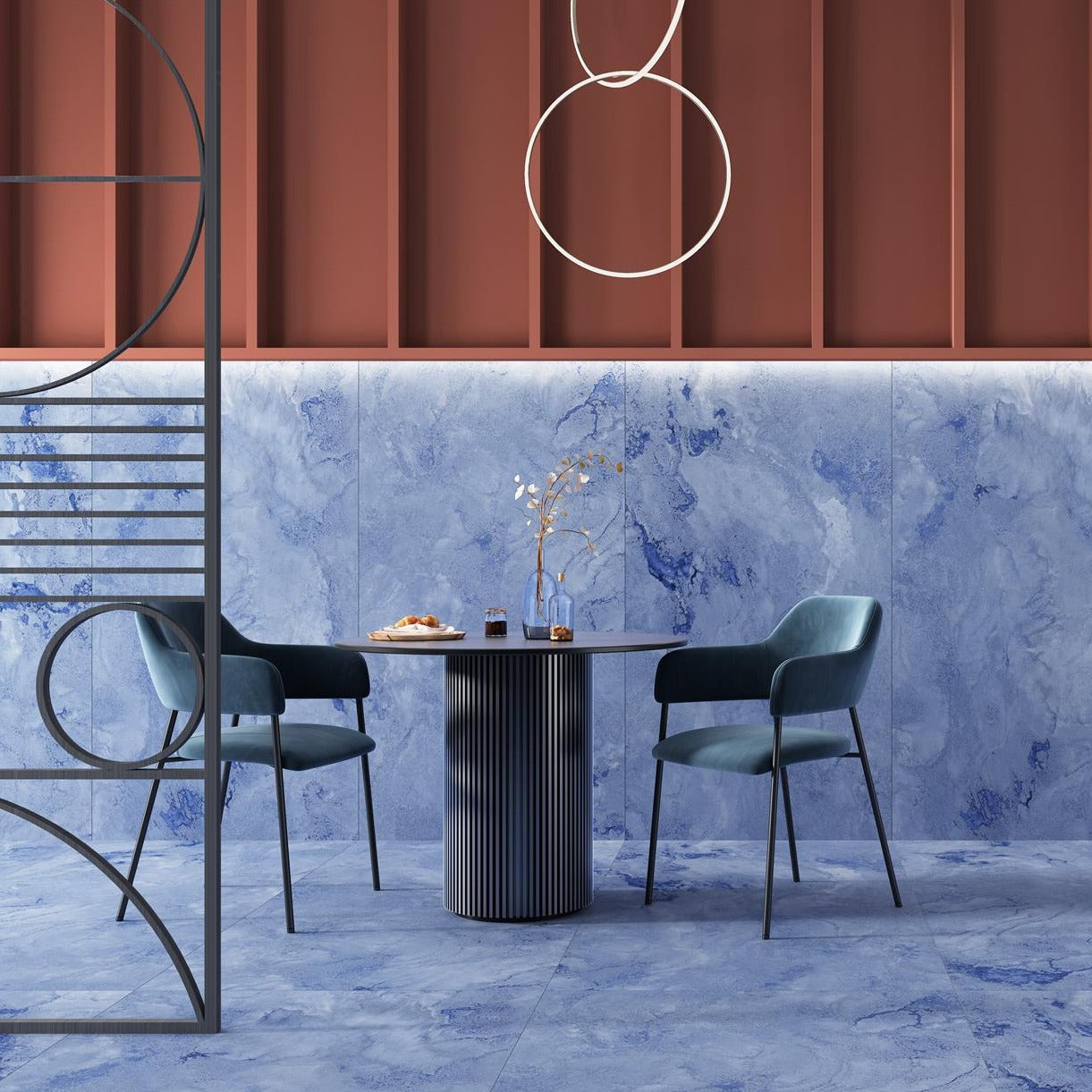 意大利設計磁磚 Italian Design Tiles 斑藍金 CX75007GY 75×150cm 地磚 牆磚 柔光磚 Dry grain and throw 半拋幹粒工藝 Dumb and soft face 啞柔面