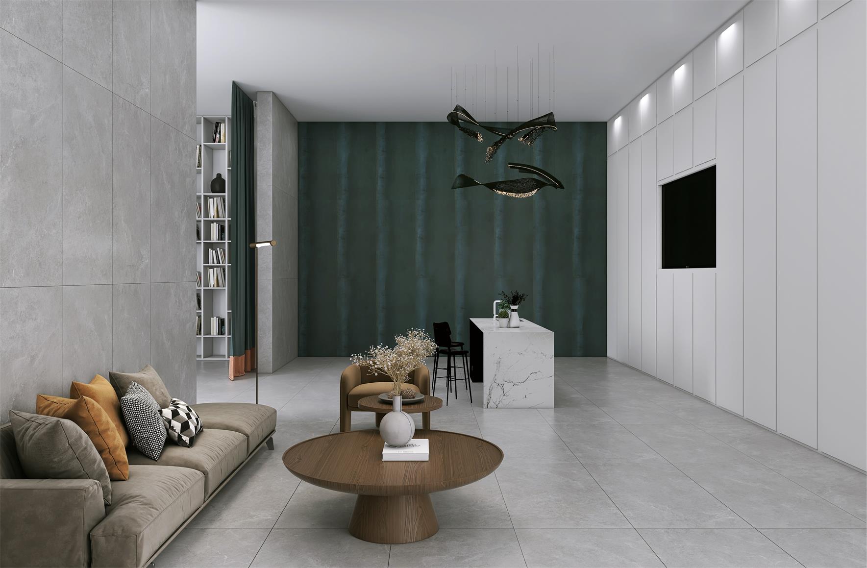 意大利設計磁磚 Italian Design Tiles 雲山泉 淺灰 FS7515086GY 75×150cm 地磚 牆磚 柔光磚 Dry grain and throw 半拋幹粒工藝 Dumb and soft face 啞柔面