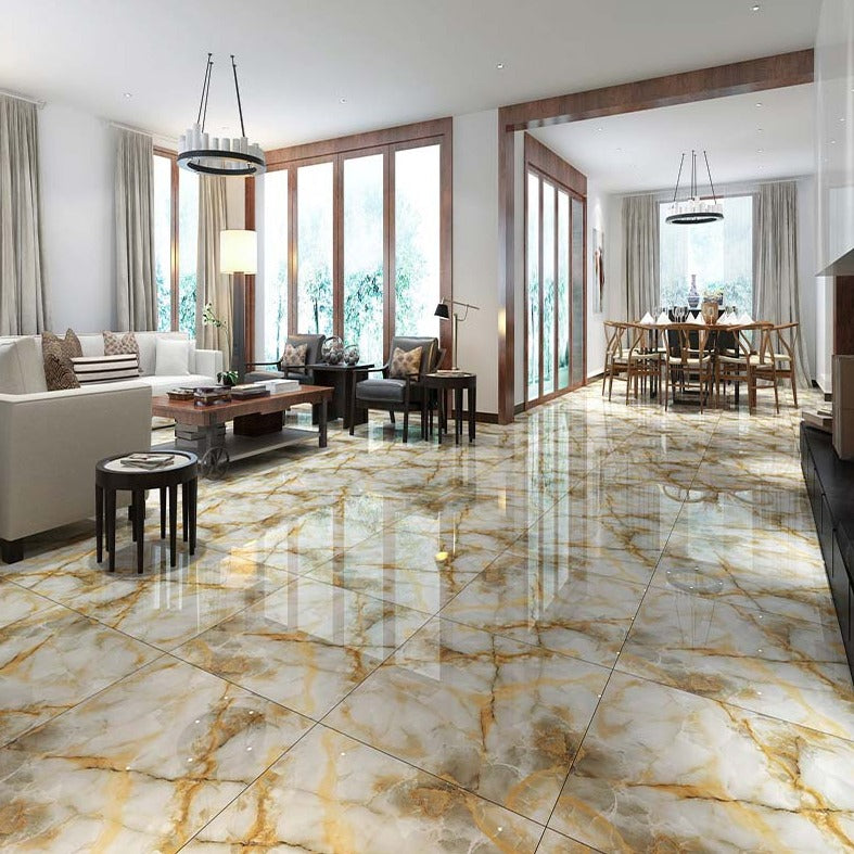 中國佛山磁磚 China Foshan Marble Tiles Glossy 大理石磁磚 連紋磁磚 地磚 牆磚 釉面磚 亮光面 鳳凰玉6B6049 60×60cm