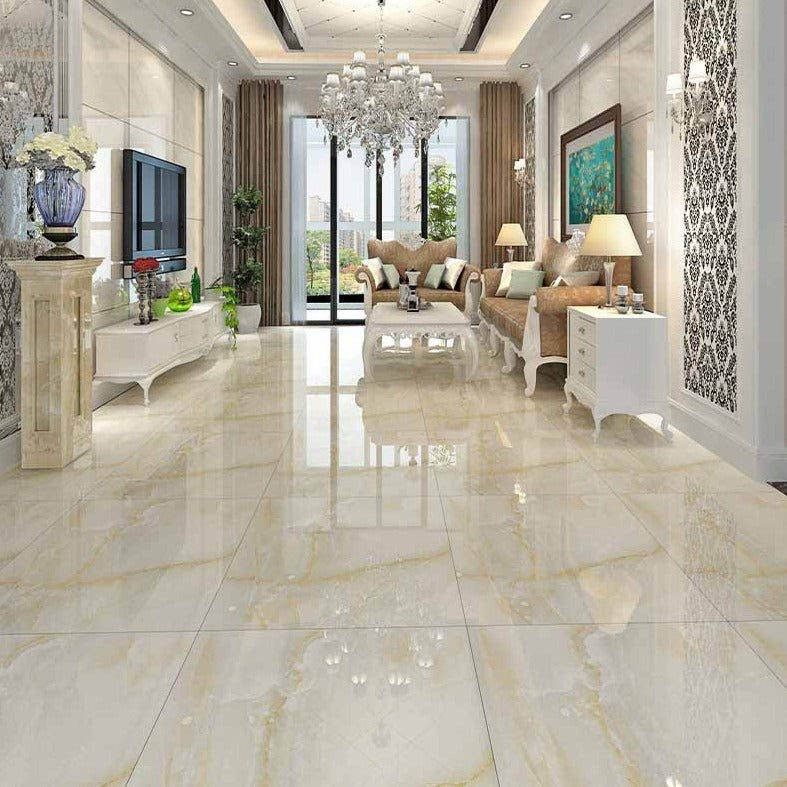 中國佛山磁磚 China Foshan Marble Tiles Glossy 大理石磁磚 連紋磁磚 地磚 牆磚 釉面磚 亮光面 翡翠白6B6008 60×60cm