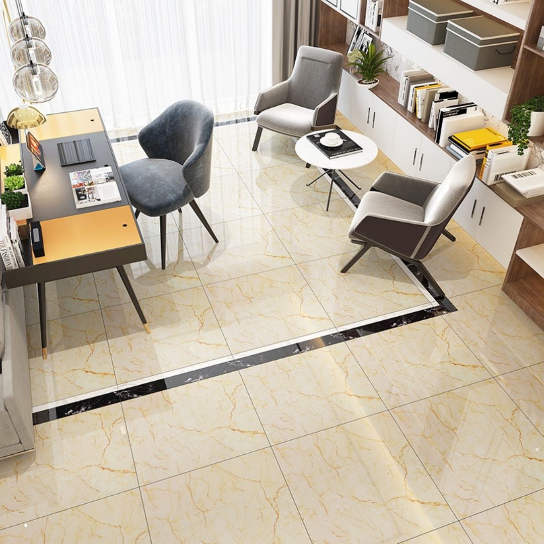中國佛山磁磚 China Foshan Marble Tiles Glossy 大理石磁磚 連紋磁磚 地磚 牆磚 釉面磚 亮光面 6B6115 60×60cm