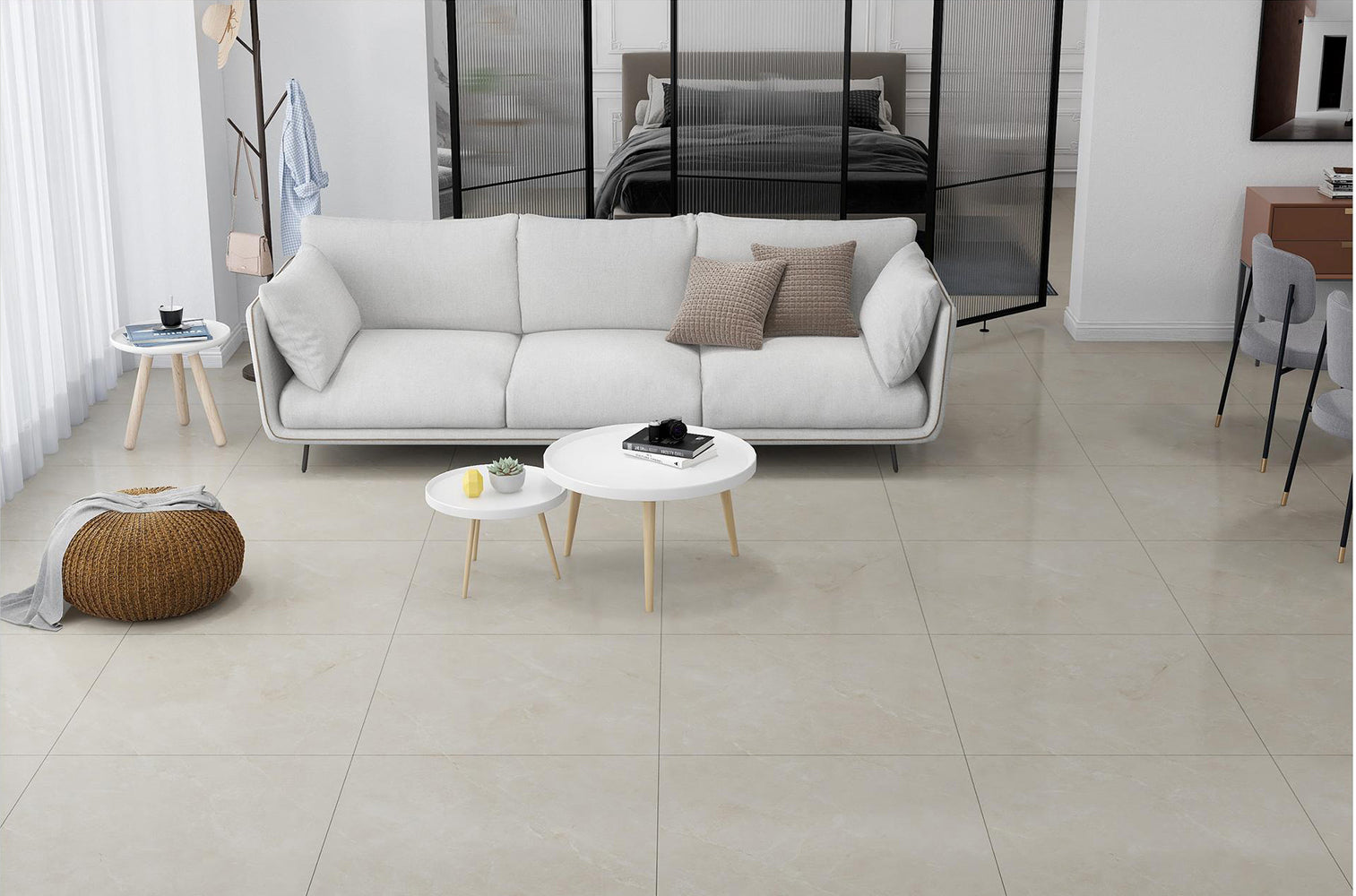 中國佛山瓷磚 China Foshan Marble Tiles Glossy 大理石瓷磚 連紋瓷磚 地磚 墻磚 釉面磚 亮光面 瑪利亞奶油GTL812003 80×80cm