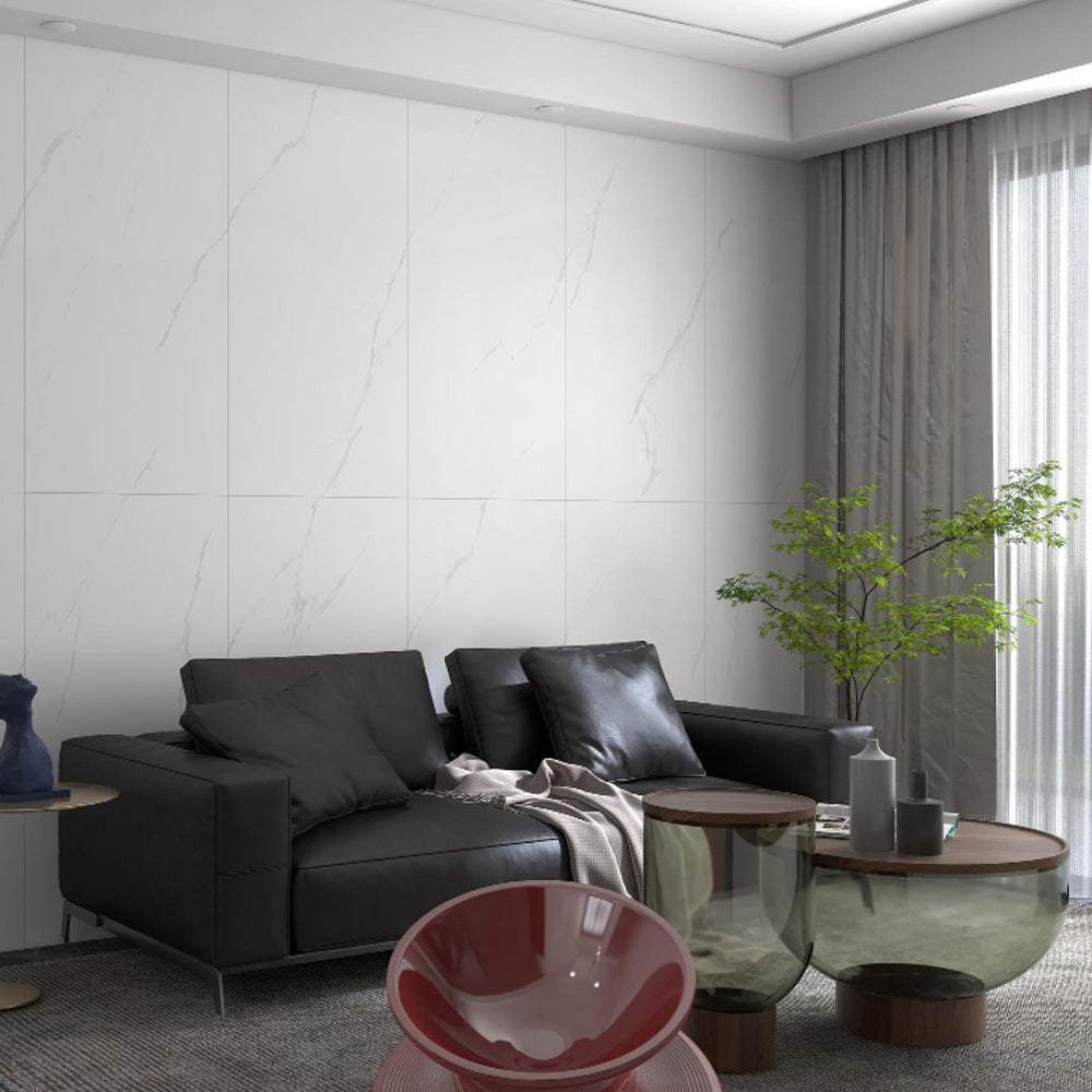 中國佛山瓷磚 China Foshan Marble Tiles Glossy 大理石瓷磚 連紋瓷磚 地磚 墻磚 釉面磚 亮光面 冰島白JM61201 60×120cm