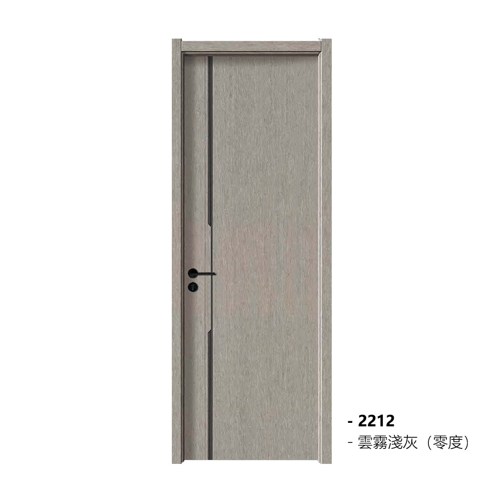 Carbon Crystal Wooden Doors (包木框和門鎖)雲霧淺灰(零度)LS-2212 碳晶門 實木復合門 生態門 現代簡約風格 新西蘭松木門框 60mm