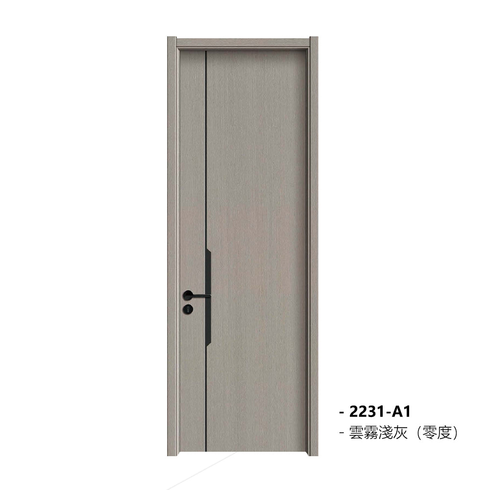 Carbon Crystal Wooden Doors (包木框和門鎖)雲霧淺灰(零度)LS-2231-A1 碳晶門 實木復合門 生態門 現代簡約風格 新西蘭松木門框 60mm