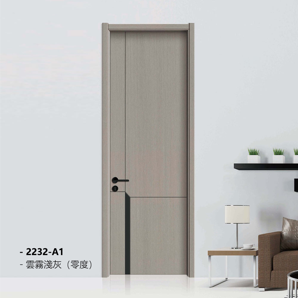 Carbon Crystal Wooden Doors (包木框和門鎖)雲霧淺灰(零度)LS-2232-A1 碳晶門 實木復合門 生態門 現代簡約風格 新西蘭松木門框 60mm