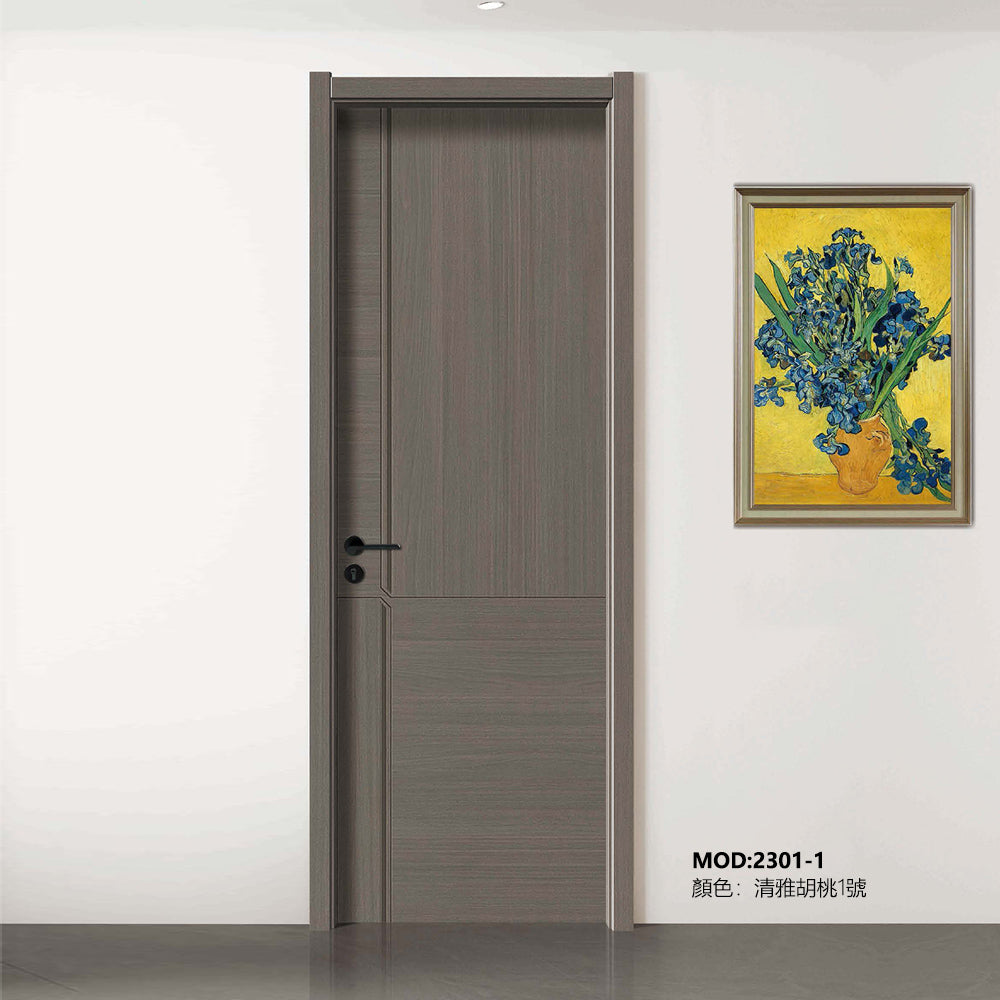 Carbon Crystal Wooden Doors (包木框和門鎖)清雅胡桃1號 LS-2301-1 風雅胡桃2號 LS-2301-2 碳晶門 實木復合門 生態門 現代簡約風格 新西蘭松木門框 60mm