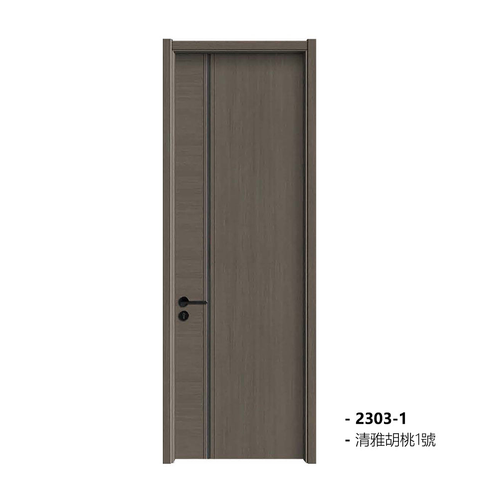 Carbon Crystal Wooden Doors (包木框和門鎖)清雅胡桃1號 LS-2303-1 風雅胡桃2號 LS-2303-2 碳晶門 實木復合門 生態門 現代簡約風格 新西蘭松木門框 60mm