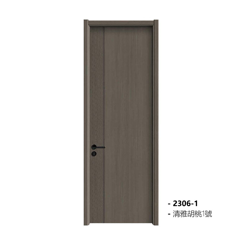 Carbon Crystal Wooden Doors (包木框和門鎖)清雅胡桃1號 LS-2306-1 風雅胡桃2號 2306-2 碳晶門 實木復合門 生態門 現代簡約風格 新西蘭松木門框 60mm