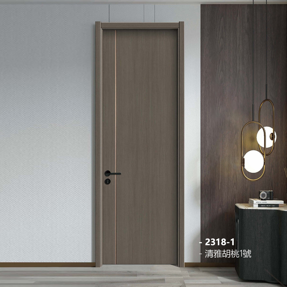 Carbon Crystal Wooden Doors (包木框和門鎖)清雅胡桃1號 LS-2318-1 風雅胡桃2號 LS-2318-2 碳晶門 實木復合門 生態門 現代簡約風格 新西蘭松木門框 60mm