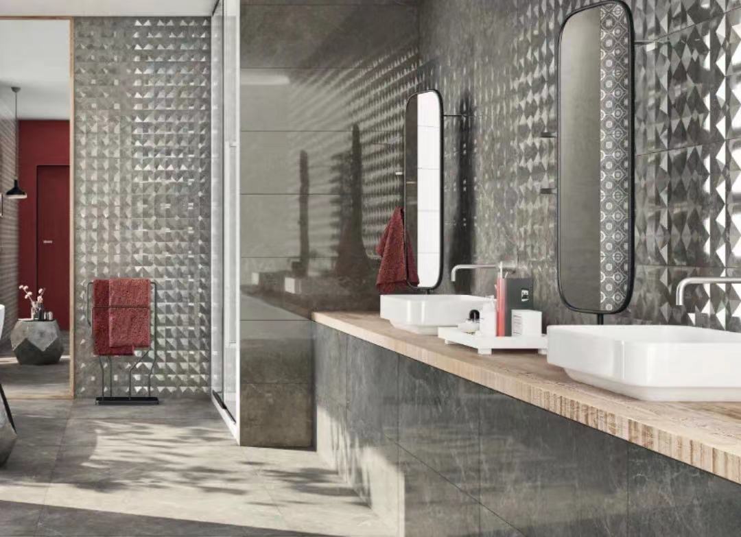 意大利設計磁磚 Italian Design Tiles 小石紋 深灰 CX7515Y07 75×150cm 地磚 牆磚 柔光磚 Dry grain and throw 半拋幹粒工藝 Dumb and soft face 啞柔面