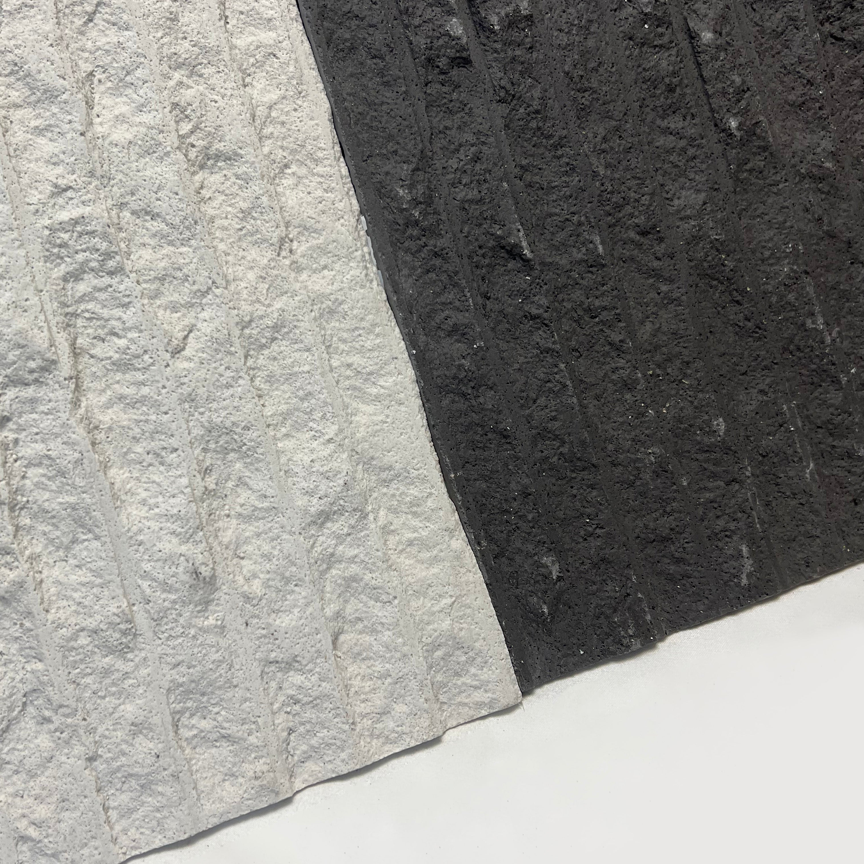 Flexible Stone 軟瓷 Veneer Sheet Interior and Exterior 柔性石材 真石質感 防水防潮 室內戶外可用 粗紋線石60x240cm米白052深灰043