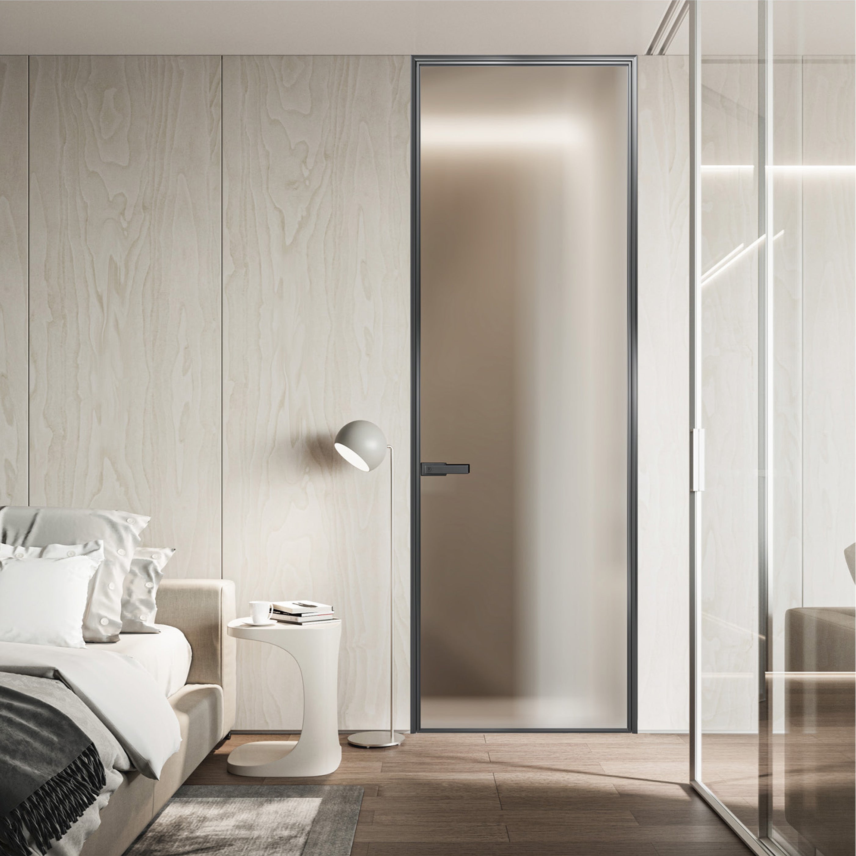 Modern Minimalist Aluminium Framed Glass Doors 現代極簡門 鋁質玻璃門 門墻一體 環保防水防潮不變形