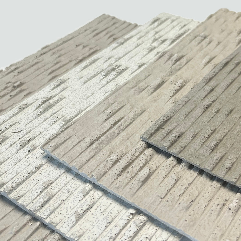 Flexible Stone 軟瓷 Veneer Sheet Interior and Exterior 柔性石材 真石質感 防水防潮 室內戶外可用 脊線石295x67cm純白050米白052灰043