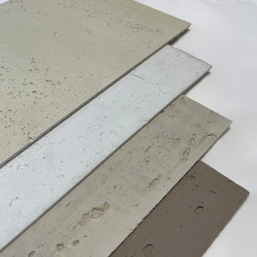 Flexible Stone 軟瓷 Veneer Sheet Interior and Exterior 柔性石材 真石質感 防水防潮 室內戶外可用 洞石120x60cm米白色052水泥色031Z黃色窯變色052053白金洞石052KZ
