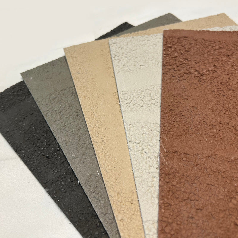 Flexible Stone 軟瓷 Veneer Sheet Interior and Exterior 柔性石材 真石質感 防水防潮 室內戶外可用 戈壁夯土300x120cm米白色052淺灰色031深灰色043土紅色122黃色054B
