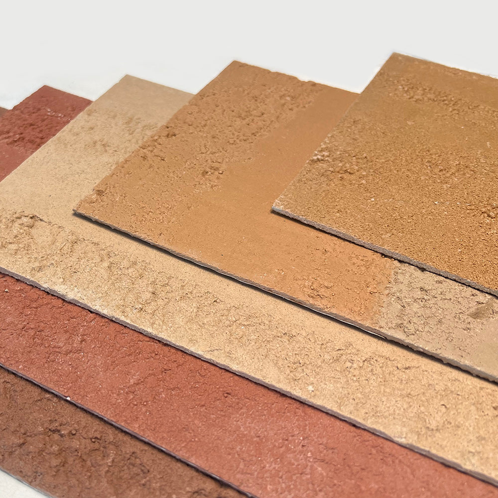 Flexible Stone 軟瓷 Veneer Sheet Interior and Exterior 柔性石材 真石質感 防水防潮 室內戶外可用 丹霞夯土240x58cm淺黃色053B土黃色056B土紅色122西瓜紅色121漸變三色101