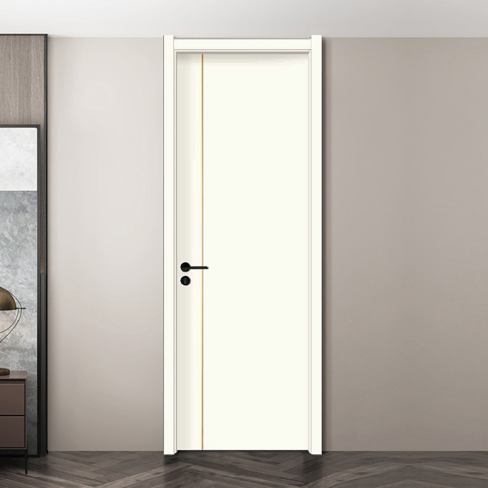 Carbon Crystal Wooden Doors (包木框和門鎖)瓷白+金屬線 LS-6005 碳晶門 實木復合門 生態門 現代簡約風格 新西蘭松木門框 50mm