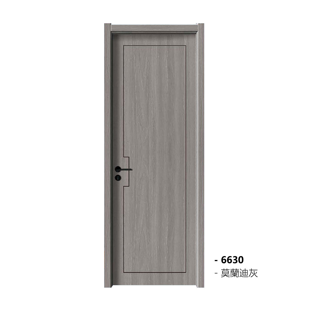 Carbon Crystal Wooden Doors (包木框和門鎖)莫蘭迪灰LS-6630 碳晶門 實木復合門 生態門 現代簡約風格 新西蘭松木門框 70mm