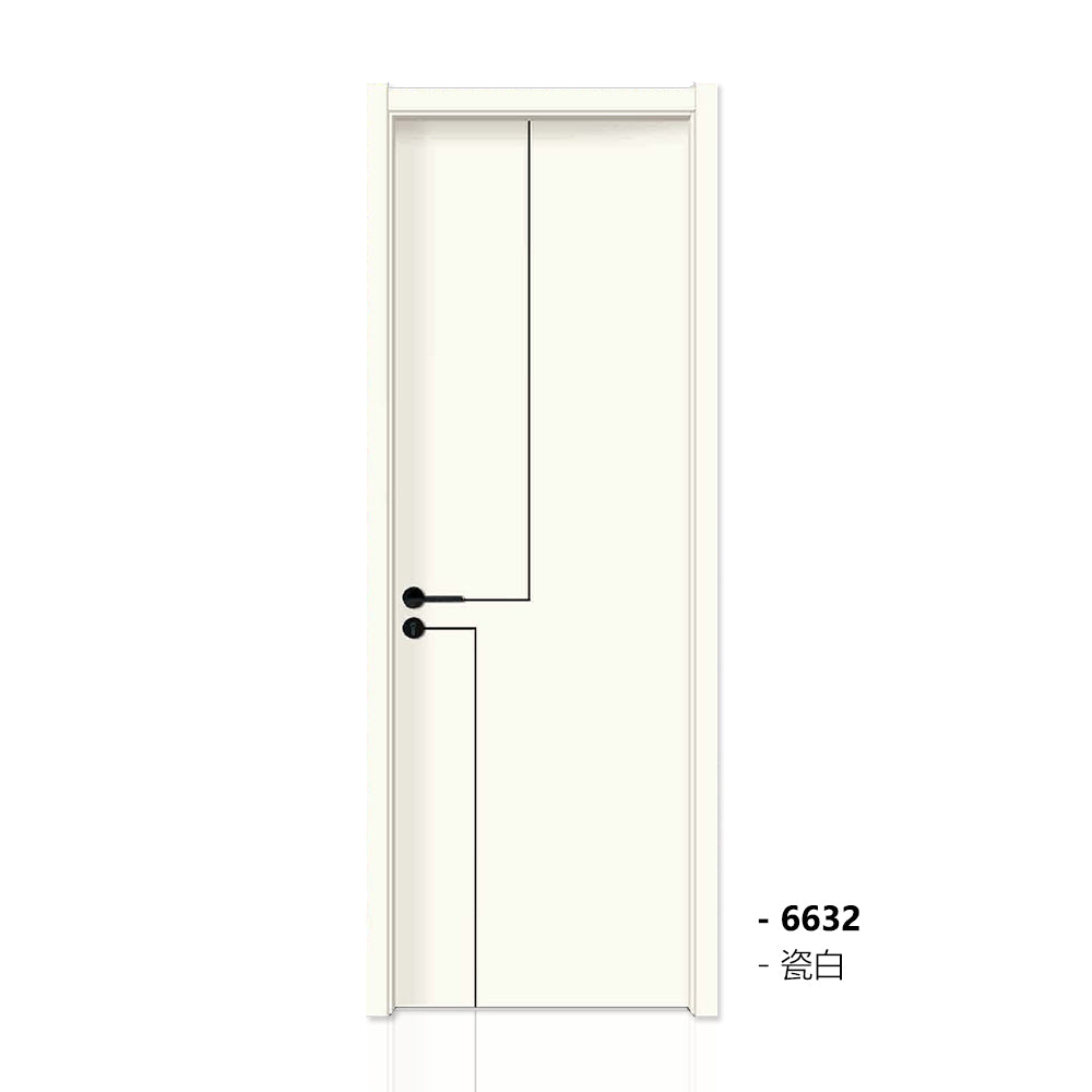 Carbon Crystal Wooden Doors (包木框和門鎖)瓷白 LS-6632 碳晶門 實木復合門 生態門 現代簡約風格 新西蘭松木門框 50mm