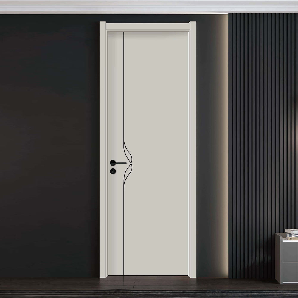 Carbon Crystal Wooden Doors (包木框和門鎖)PET親膚面 普尼灰 LS-6908 碳晶門 實木復合門 生態門 現代簡約風格 新西蘭松木門框 50mm