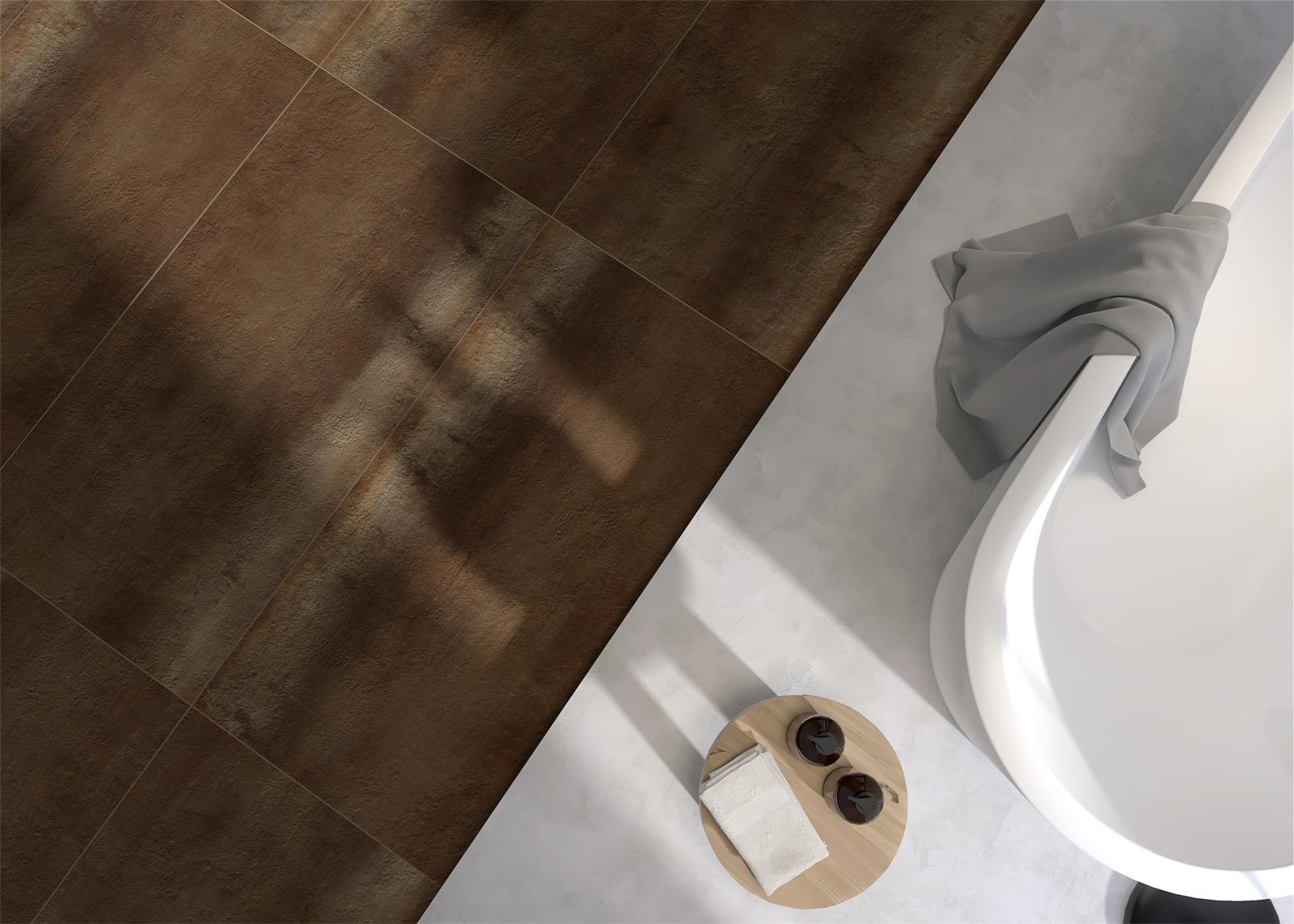 意大利設計磁磚 Italian Design Tiles 金屬質感 鐵鏽 FS7515075GY 75×150cm 地磚 牆磚 柔光磚 Dry grain and throw 半拋幹粒工藝 Dumb and soft face 啞柔面
