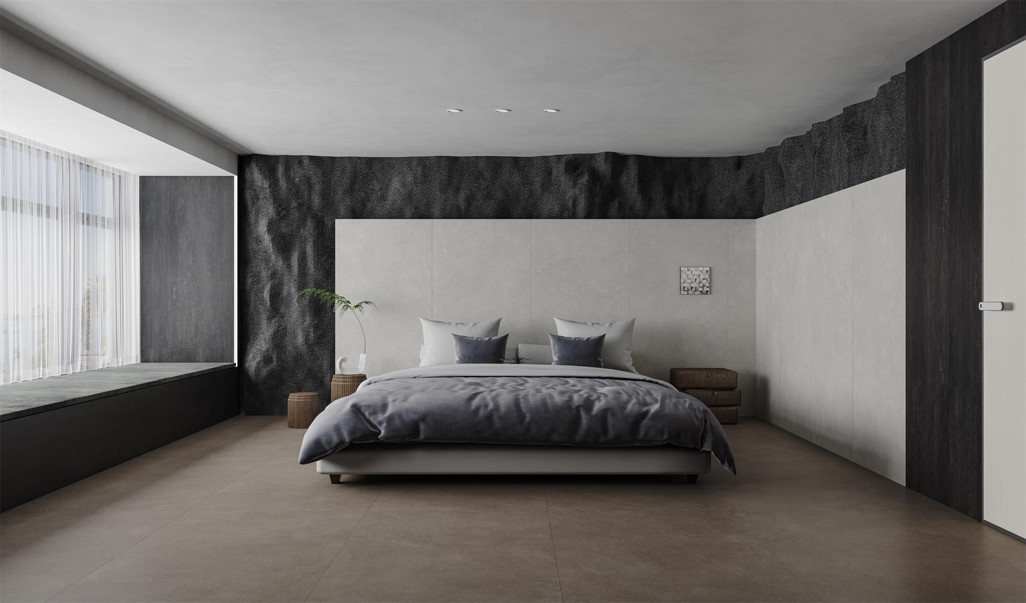 意大利設計磁磚 Italian Design Tiles 水磨石 深咖 SW918068GY 90×180cm 地磚 牆磚 柔光磚 Dry grain and throw 半拋幹粒工藝 Dumb and soft face 啞柔面