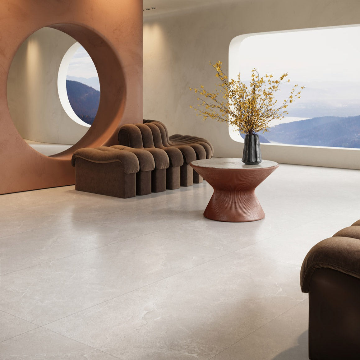 意大利設計磁磚 Italian Design Tiles 雲山泉 米杏 CX7515Y01 75×150cm 地磚 牆磚 柔光磚 Dry grain and throw 半拋幹粒工藝 Dumb and soft face 啞柔面