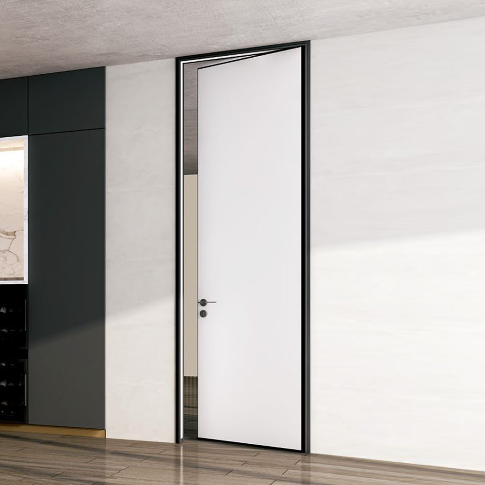 Modern Minimalist Door Flush Wall Aluminum and Wooden Frame EF-2201 紐倫白 Fireproof Board 跌級款 包框(黑/白/灰) 包鎖 外平內開 國標B1級防火門板 鋁木結構門 意式極簡門