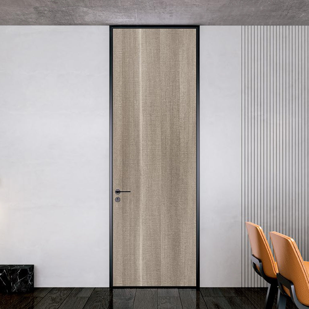 Modern Minimalist Door Flush Wall Aluminum and Wooden Frame EF-2220 芬蘭橡木 Fireproof Board 跌級款 包框(黑/白/灰) 包鎖 外平內開 國標B1級防火門板 鋁木結構門 意式極簡門
