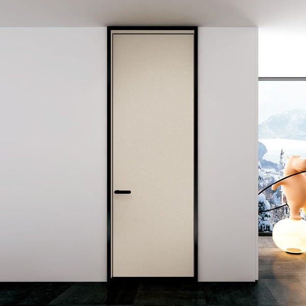 Modern Minimalist Door Flush Wall Aluminum and Wooden Frame EF-2209 科勒布紋 25極窄邊框款 Fireproof Board 包框（黑/白/灰） 包鎖 內平內開或外平內開 國標B1級防火門板 鋁木結構門 意式極簡門