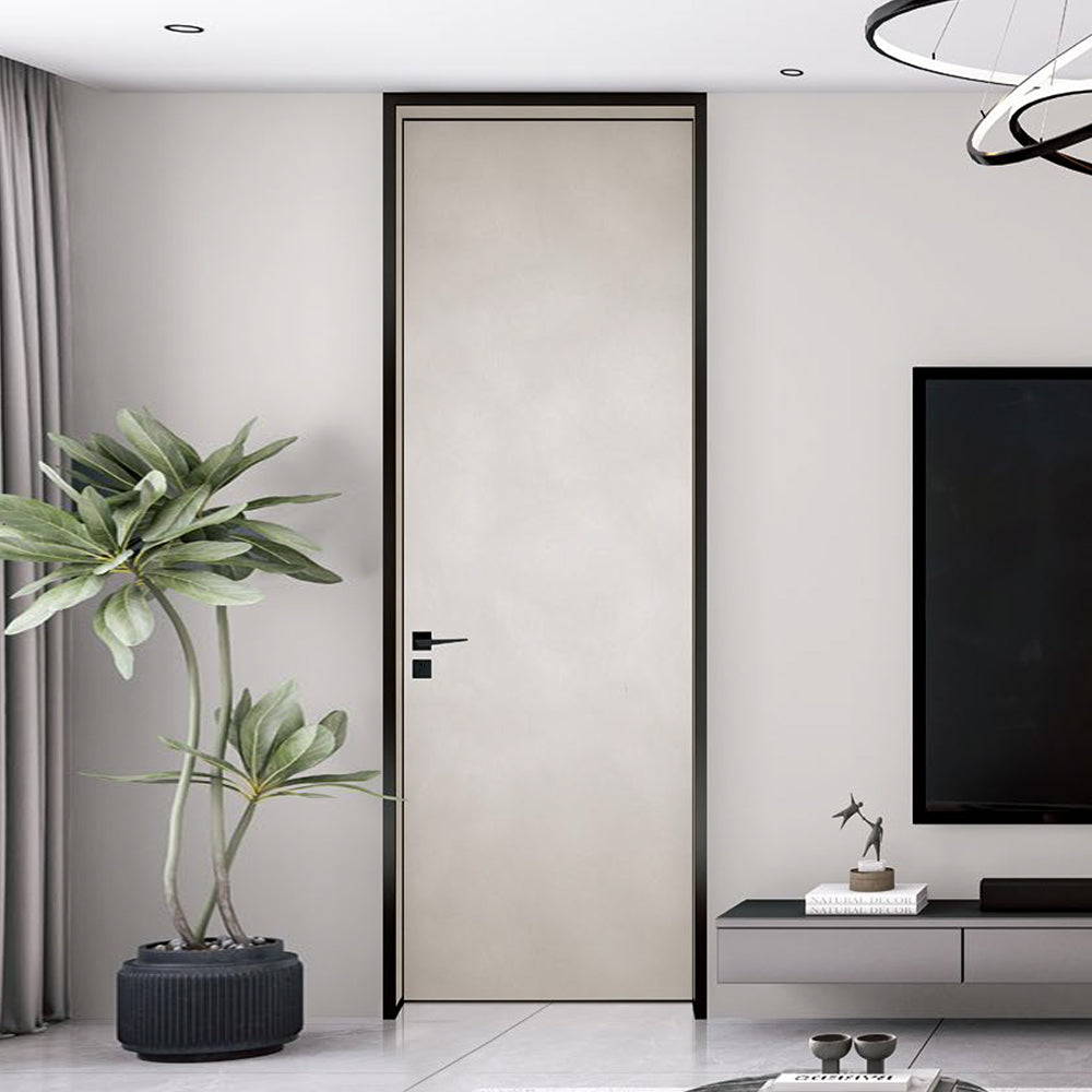 Modern Minimalist Door Flush Wall Aluminum and Wooden Frame EH-2234 凱曼石 25極窄邊框款 包框(黑/白/灰) 包鎖 內平內開或外平內開 鋁木結構門 意式極簡門