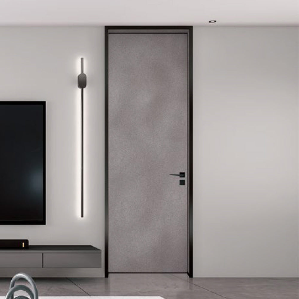 Modern Minimalist Door Flush Wall Aluminum and Wooden Frame EH-2242 芝麻灰石 25極窄邊框款 包框(黑/白/灰) 包鎖 內平內開或外平內開 鋁木結構門 意式極簡門