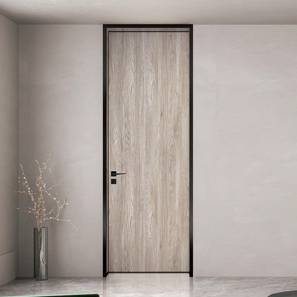 Modern Minimalist Door Flush Wall Aluminum and Wooden Frame EH-2211 陌蘭胡桃 25極窄邊框款 包框(黑/白/灰) 包鎖 內平內開或外平內開 鋁木結構門 意式極簡門