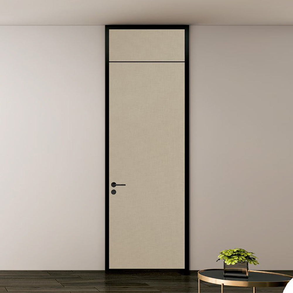 Modern Minimalist Door Flush Wall Aluminum and Wooden Frame EF-2210 科勒布紋2 25極窄邊框款 Fireproof Board 包框(黑/白/灰) 包鎖 內平內開或外平內開 國標B1級防火門板 鋁木結構門 意式極簡門