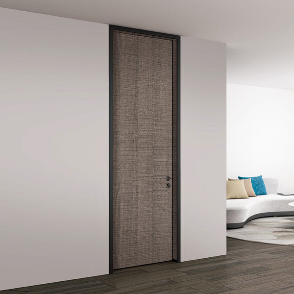 Modern Minimalist Door Flush Wall Aluminum and Wooden Frame EF-2226 低調鋸齒紋 25極窄邊框款 Fireproof Board 包框（黑/白/灰） 包鎖 內平內開或外平內開 國標B1級防火門板 鋁木結構門 意式極簡門