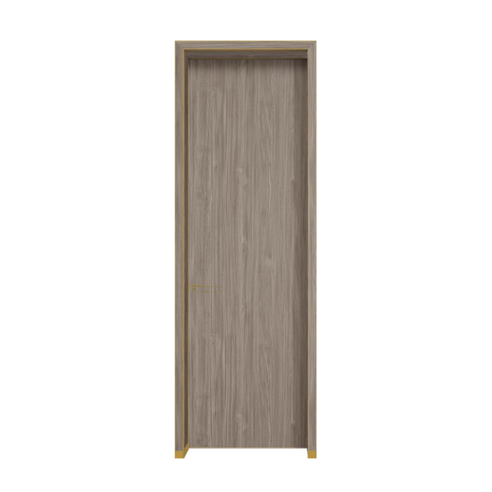 Modern Minimalist Door Flush Wall Aluminum and Wooden Frame EH-2233 安大略楓木 門框同色 插板款 包框(黑/白/灰) 包鎖 外平內開 鋁木結構門 意式極簡門