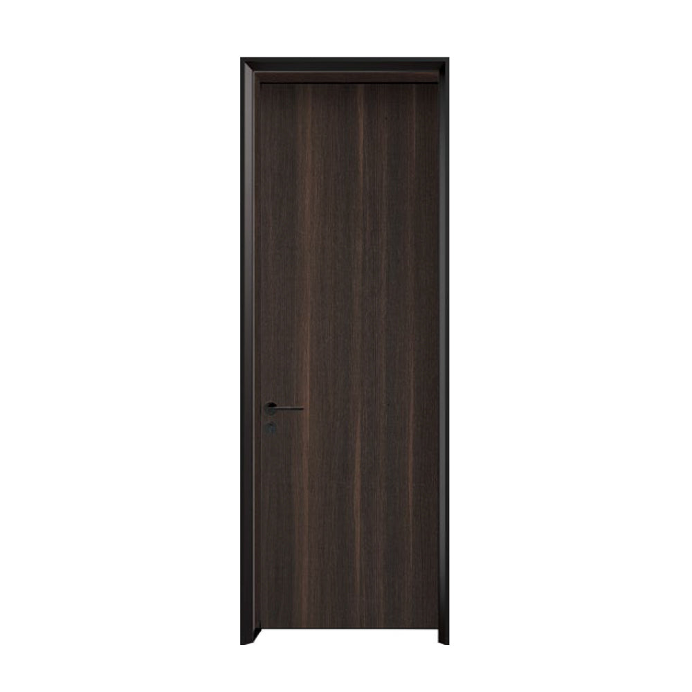 Modern Minimalist Door Flush Wall Aluminum and Wooden Frame EH-2250 煙熏橡木 斜面款 包框(黑/白/灰) 包鎖 外平內開 鋁木結構門 意式極簡門