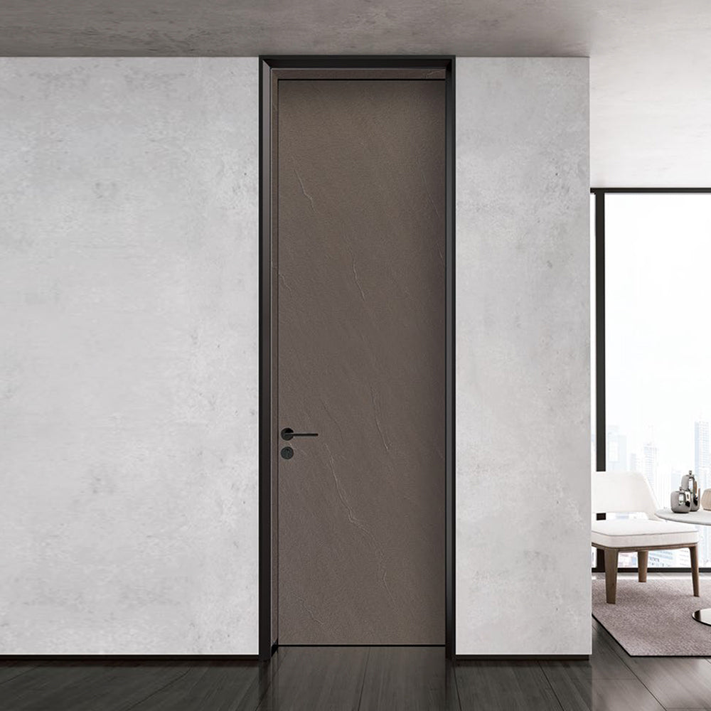 Modern Minimalist Door Flush Wall Aluminum and Wooden Frame EF-2213 漢堡砂岩 斜面款 Fireproof Board 包框(黑/白/灰) 包鎖 外平內開 國標B1級防火門板 鋁木結構門 意式極簡門